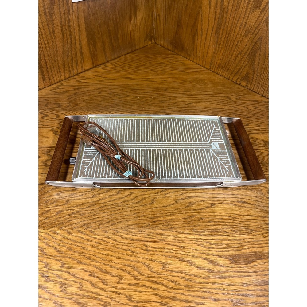 Salton Hotray Automatic Food Warmer H-121 Wood Handle Vintage Electric Tray USA